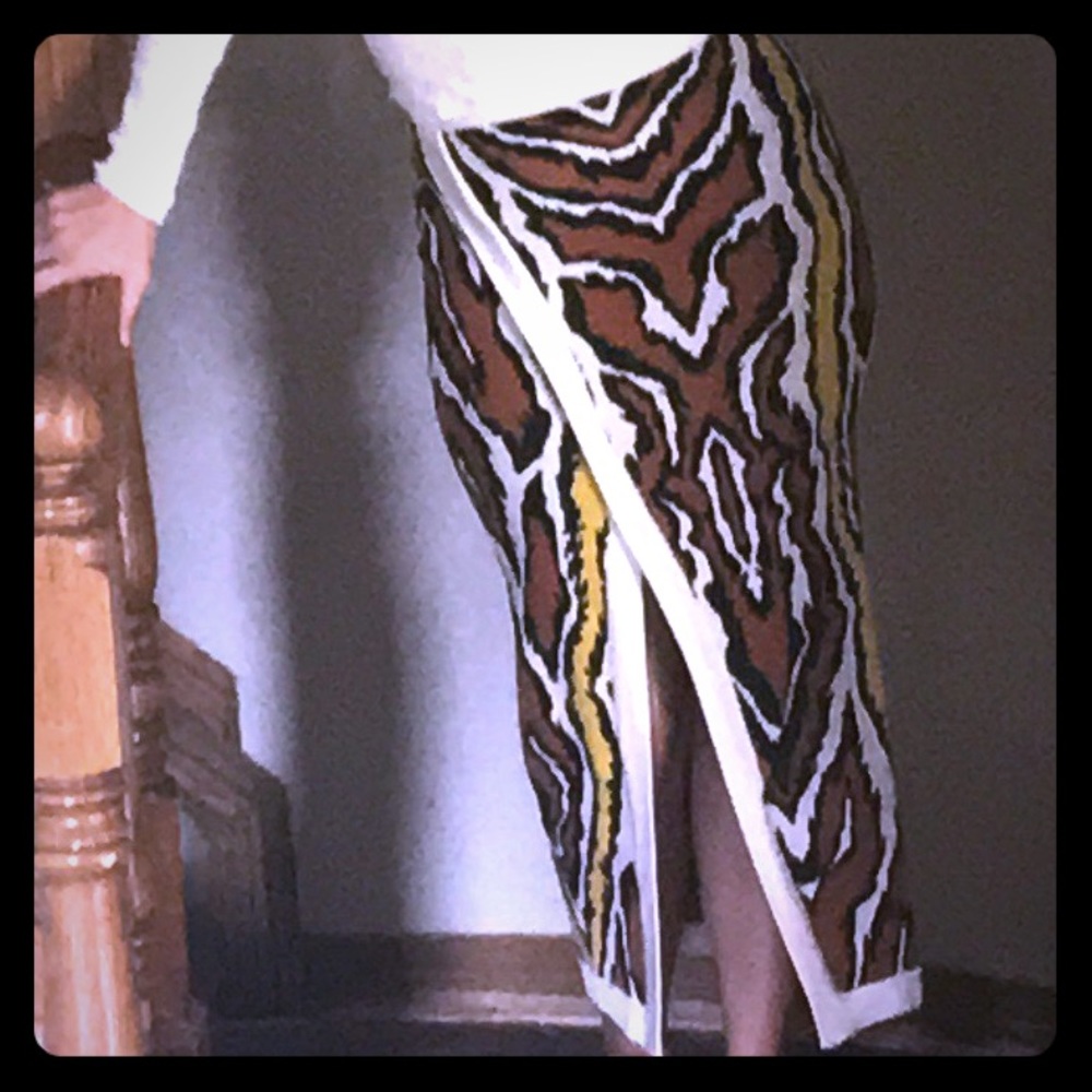 NWOT Ronny Kobo bandage tiger print skirt with slit